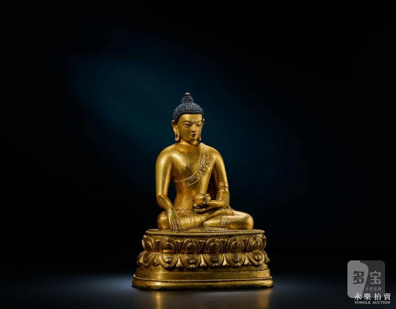 18世纪 （蒙古扎纳巴扎尔风格）铜鎏金释迦牟尼 - 图4